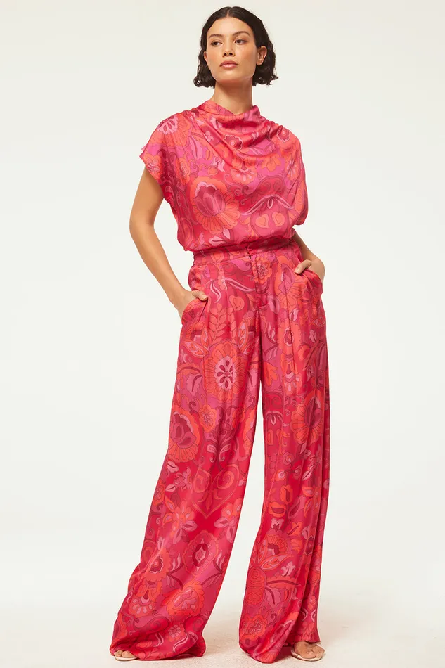 Misa Los Angeles Lemor Pant Flora Corsica Fuchsia Women Pants