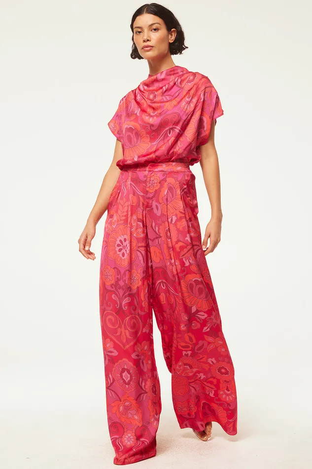 Misa Los Angeles Lemor Pant Flora Corsica Fuchsia Women Pants