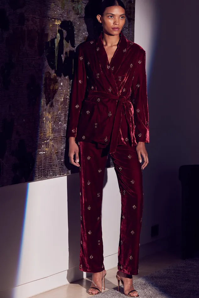 Misa Los Angeles Lena Blazer Garnet Velvet Women Matching Sets