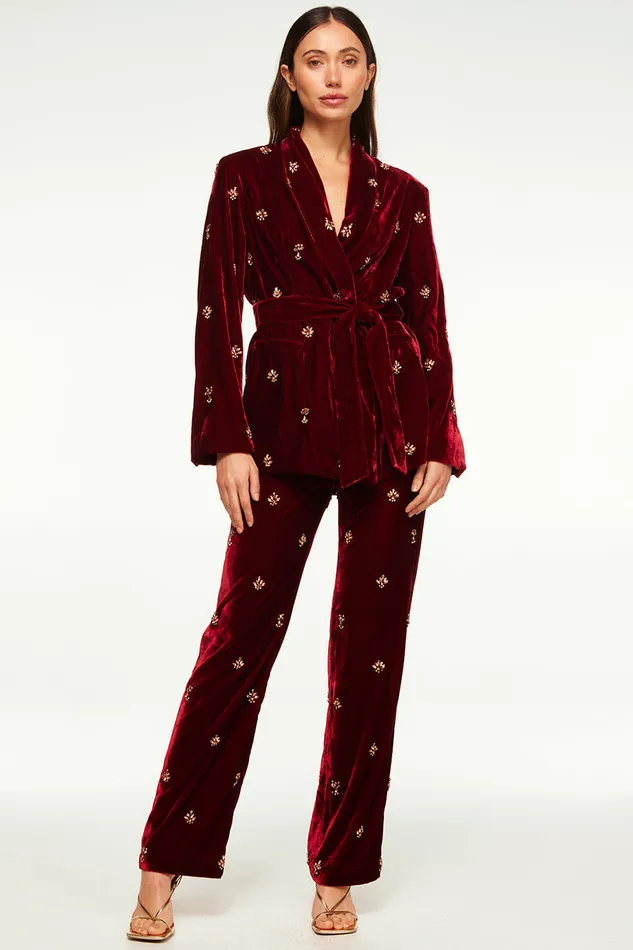 Misa Los Angeles Lena Blazer Garnet Velvet Women Matching Sets