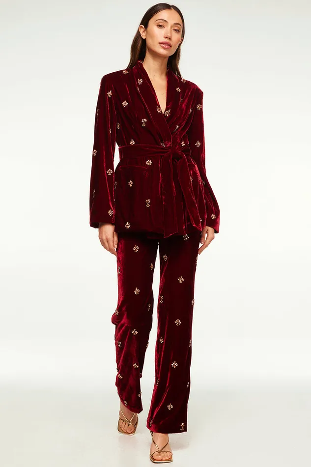 Misa Los Angeles Lena Blazer Garnet Velvet Women Matching Sets