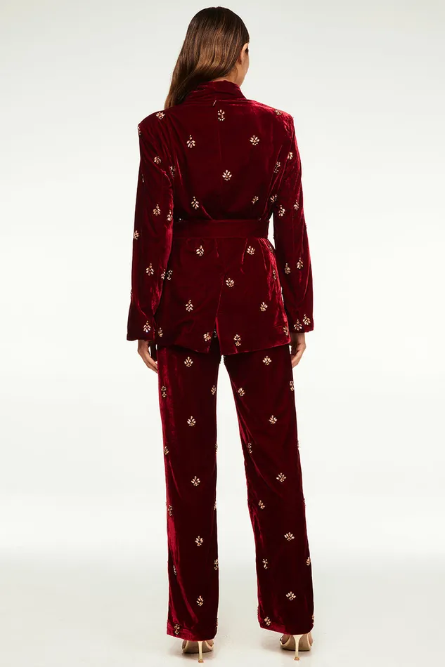 Misa Los Angeles Lena Blazer Garnet Velvet Women Matching Sets