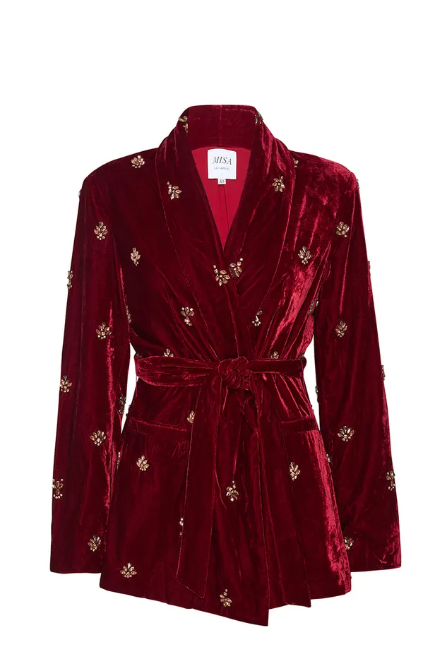 Misa Los Angeles Lena Blazer Garnet Velvet Women Matching Sets