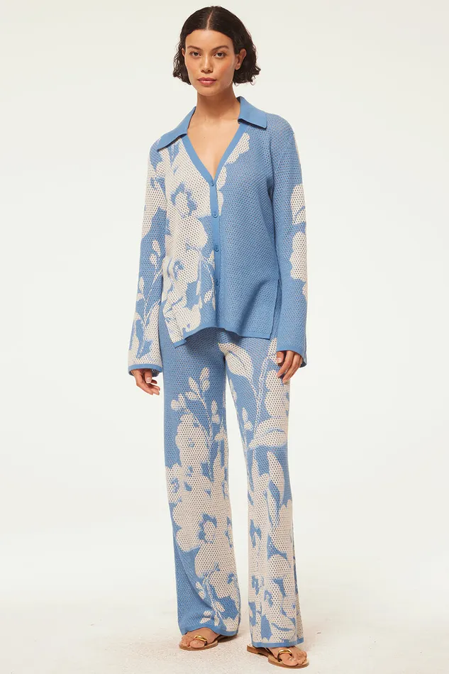 Misa Los Angeles Liam Pant Blue Hibiscus Flora Women Knits