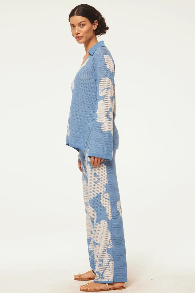 Misa Los Angeles Liam Pant Blue Hibiscus Flora Women Knits