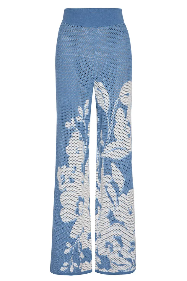 Misa Los Angeles Liam Pant Blue Hibiscus Flora Women Knits