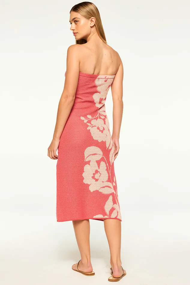 Misa Los Angeles Matti Dress Pink Hibiscus Floral Women Knits