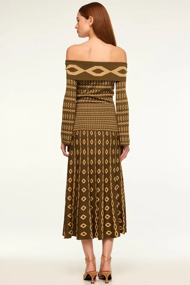 Misa Los Angeles Milani Skirt Olive Geo Stripe Women Skirts and Shorts
