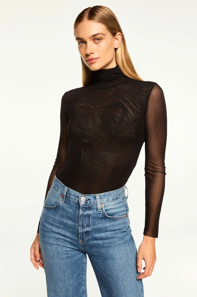 Misa Los Angeles Nadja Mesh Top Black Women Tops