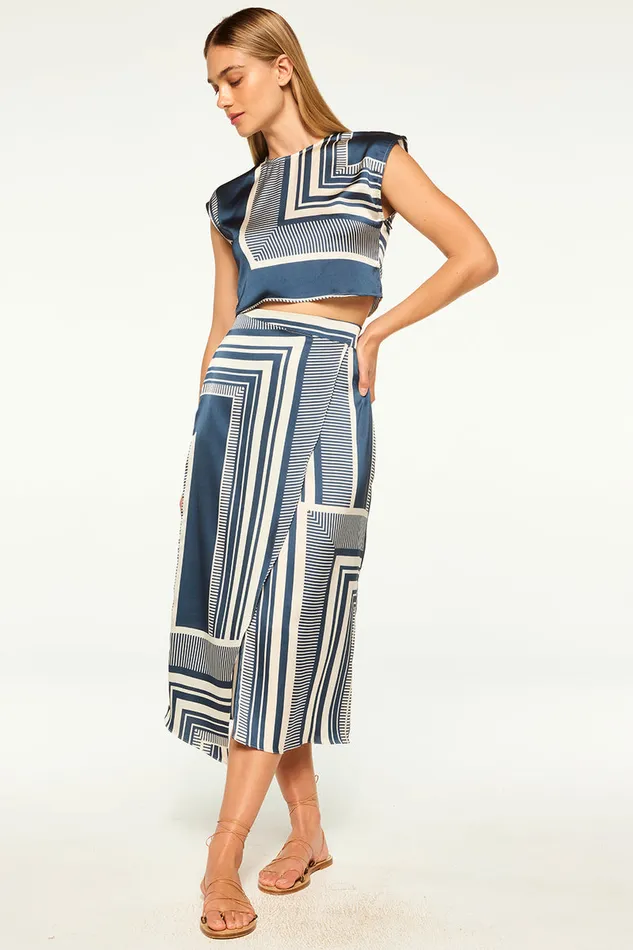 Misa Los Angeles Nilla Skirt Linear Geo Women Skirts and Shorts
