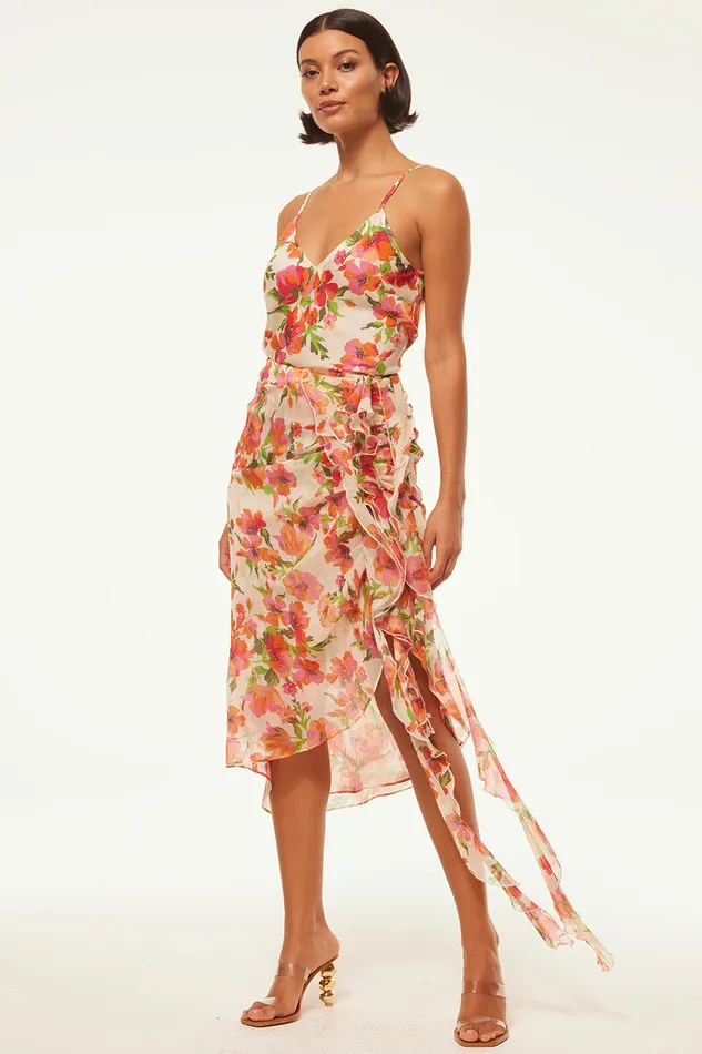 Misa Los Angeles Rena Top Palmarei Blooms Satin Women Tops