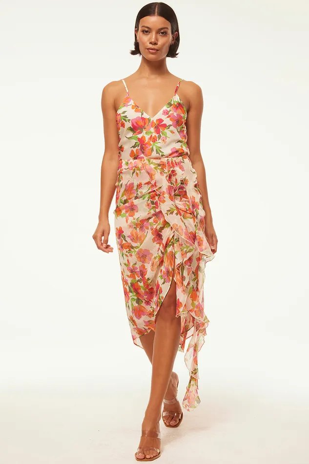 Misa Los Angeles Rena Top Palmarei Blooms Satin Women Tops