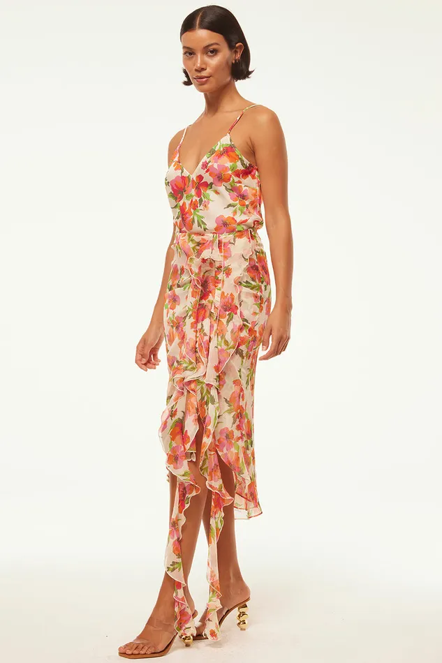 Misa Los Angeles Rena Top Palmarei Blooms Satin Women Tops