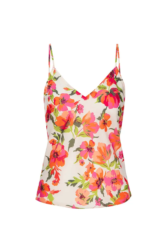 Misa Los Angeles Rena Top Palmarei Blooms Satin Women Tops