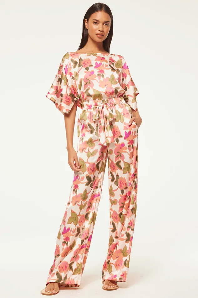 Misa Los Angeles Reshma Pant Sonoran Flora Satin Women Matching Sets