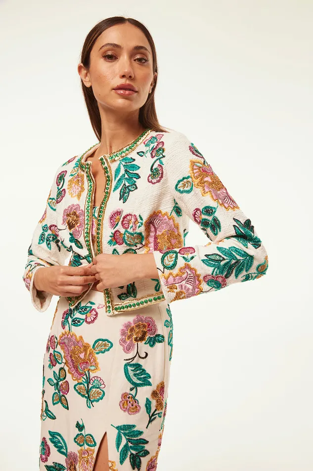 Misa Los Angeles Salima Jacket Malika Paisley Floral Embroidery Women Jackets
