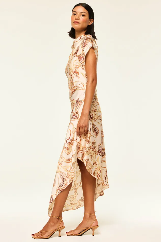 Misa Los Angeles Sally Dress Golden Straw Satin Women Dresses