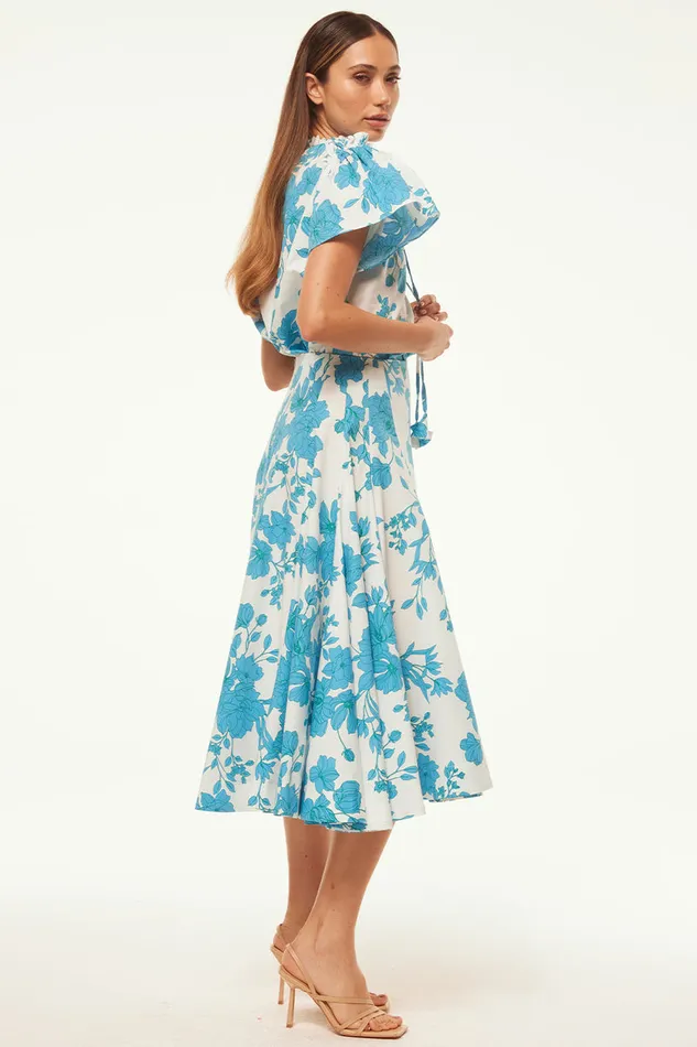 Misa Los Angeles Suparna Top Turquoise Flora Poplin Women Matching Sets