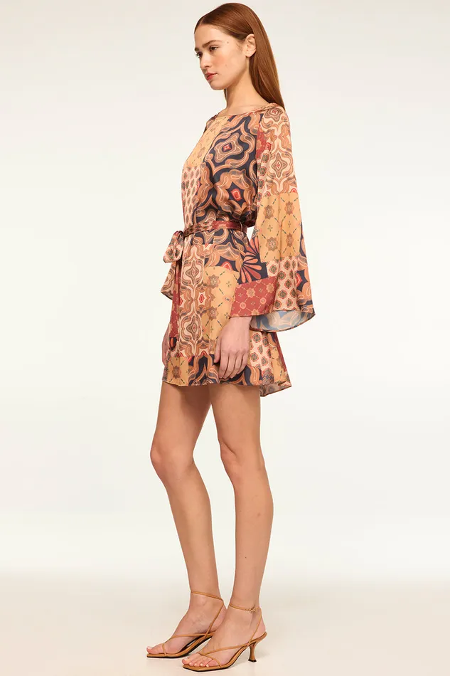 Misa Los Angeles Twiggy Dress Surreal Patchwork Satin Women Dresses