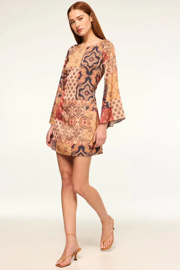 Misa Los Angeles Twiggy Dress Surreal Patchwork Satin Women Dresses