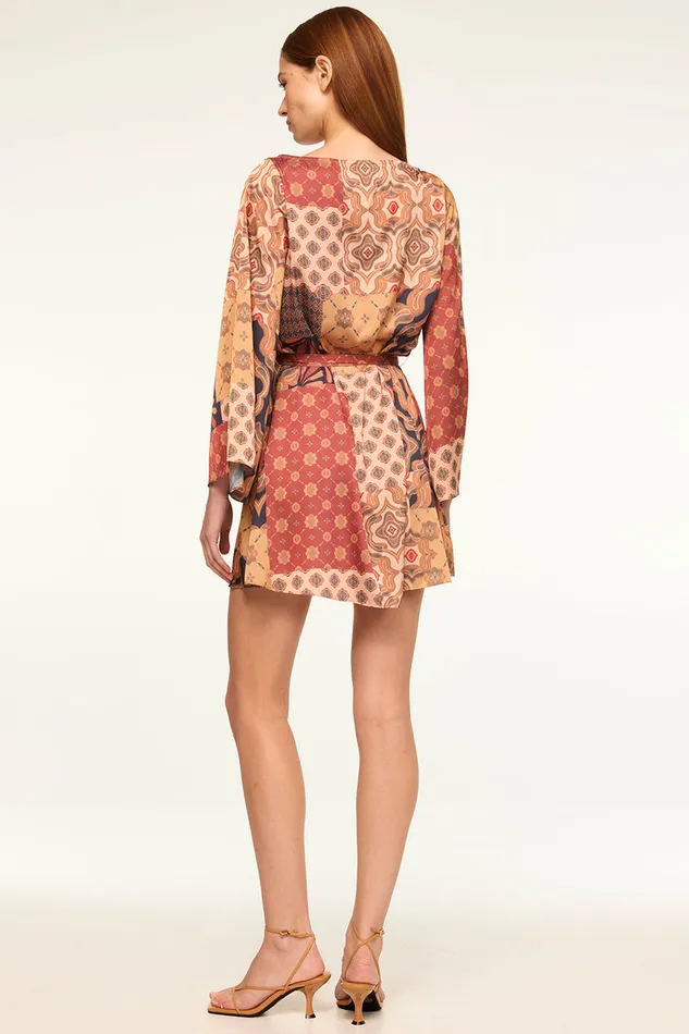 Misa Los Angeles Twiggy Dress Surreal Patchwork Satin Women Dresses