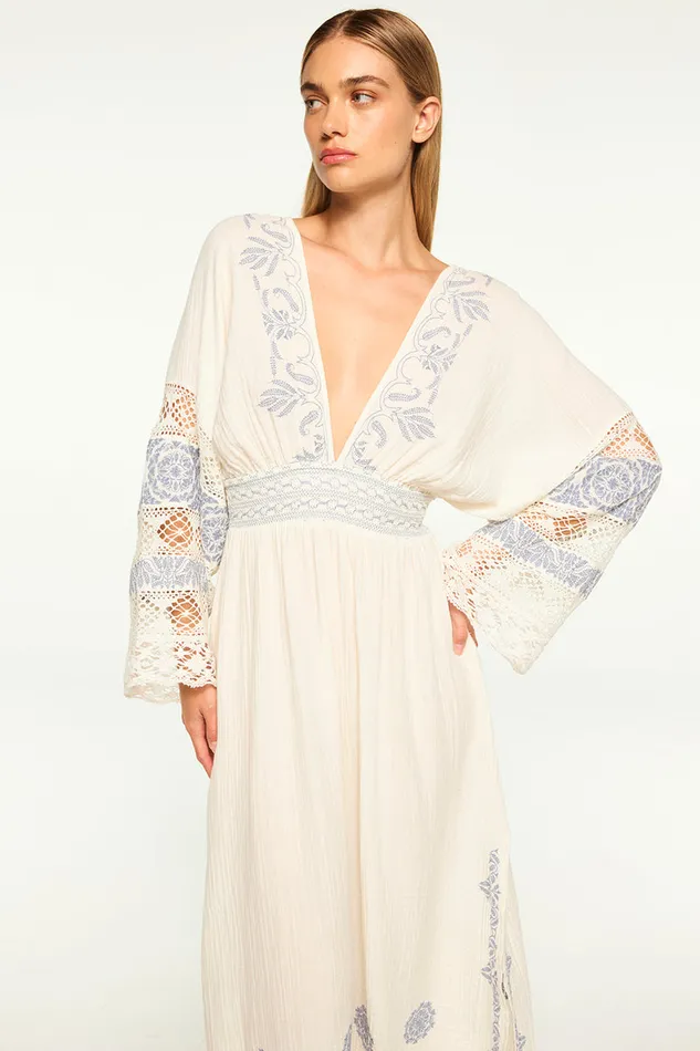 Misa Los Angeles Yulia Dress Ivory Embroidery Women Dresses