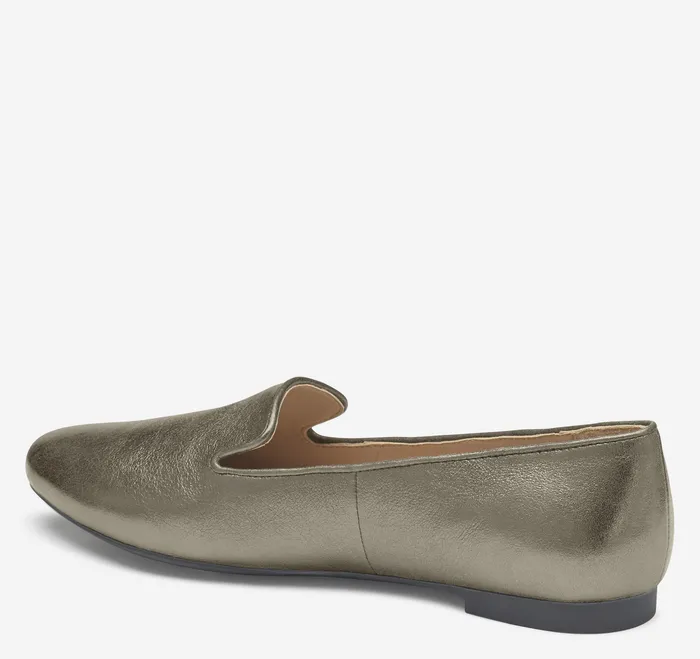 Mules and Loafers Johnston and Murphy Women Delanie Loafer Pewter Metallic Sheepskin