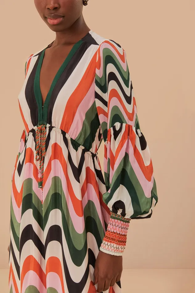Multicolor Wave Gradient Maxi Dress Women Farm Rio Maxi Dresses