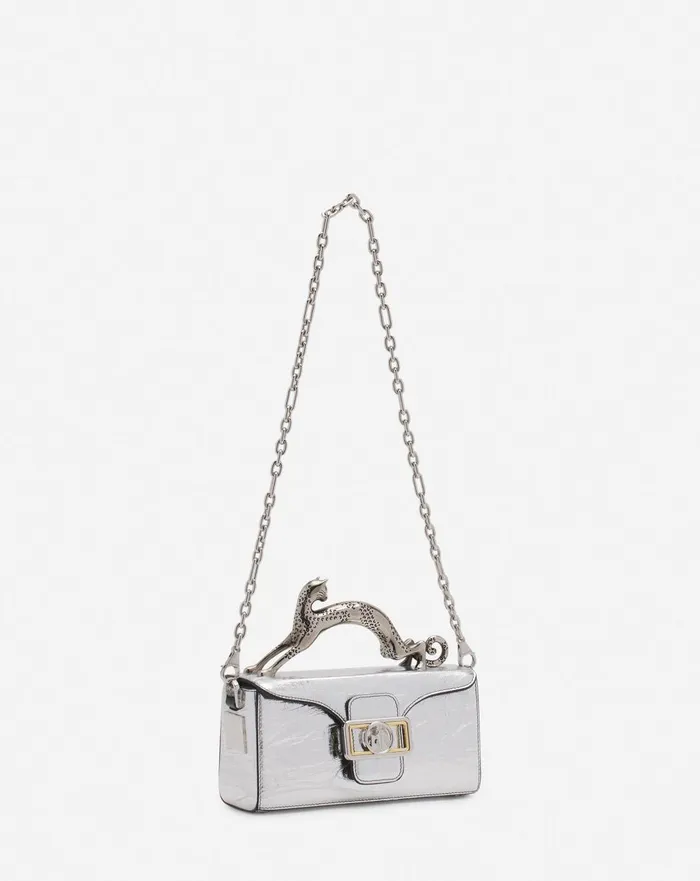 Nano Pencil Cat Bag In Metallic Leather Silver Women Lanvin Crossbody Bags and Shoulder Bags