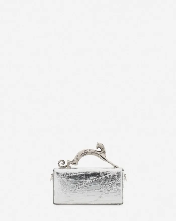 Nano Pencil Cat Bag In Metallic Leather Silver Women Lanvin Crossbody Bags and Shoulder Bags