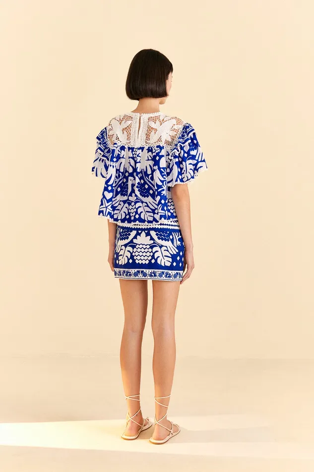 Navy Blue Jungle Scarf Blouse Women Farm Rio Blouses