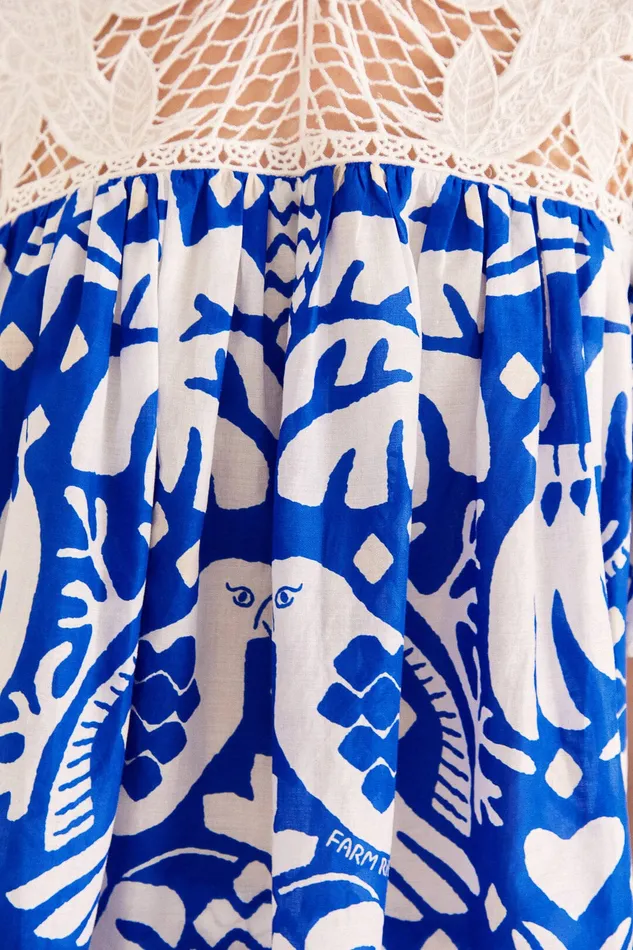 Navy Blue Jungle Scarf Blouse Women Farm Rio Blouses