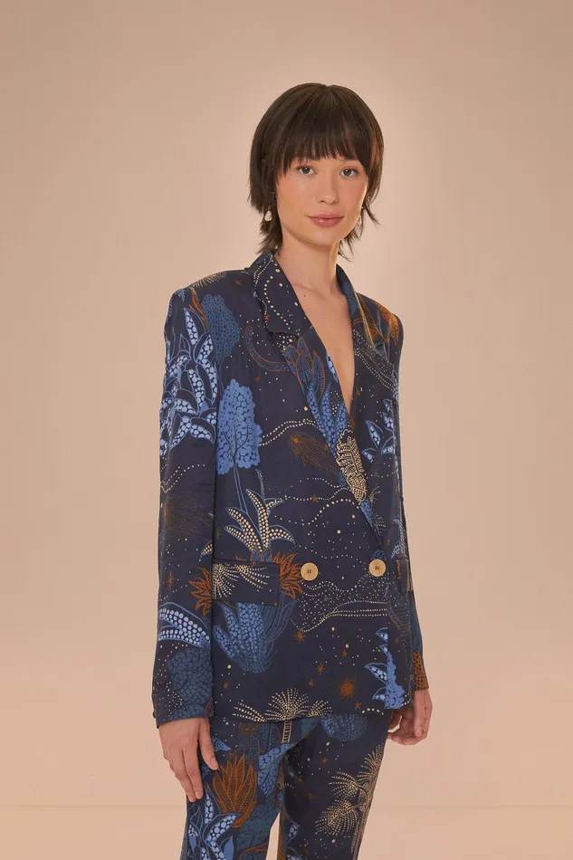 Navy Blue Night Jungle Blazer Women Farm Rio Blazers