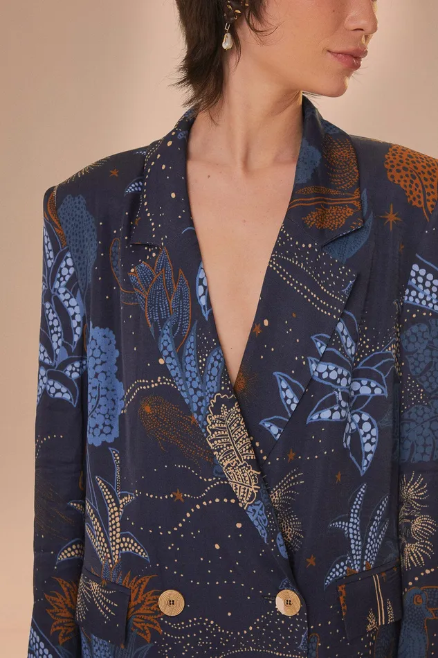 Navy Blue Night Jungle Blazer Women Farm Rio Blazers