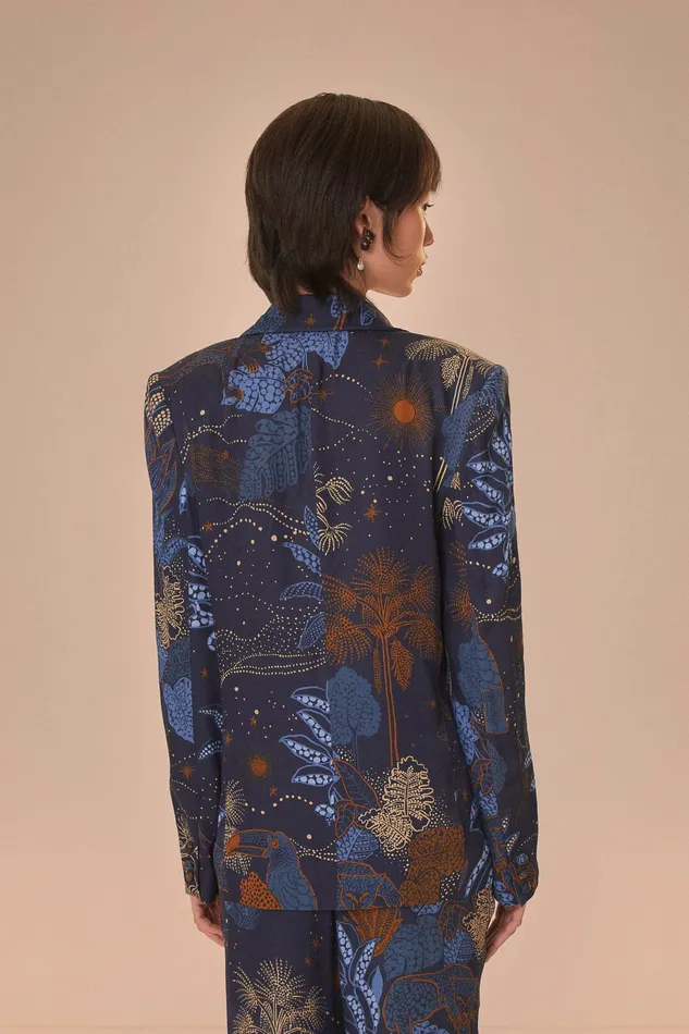 Navy Blue Night Jungle Blazer Women Farm Rio Blazers