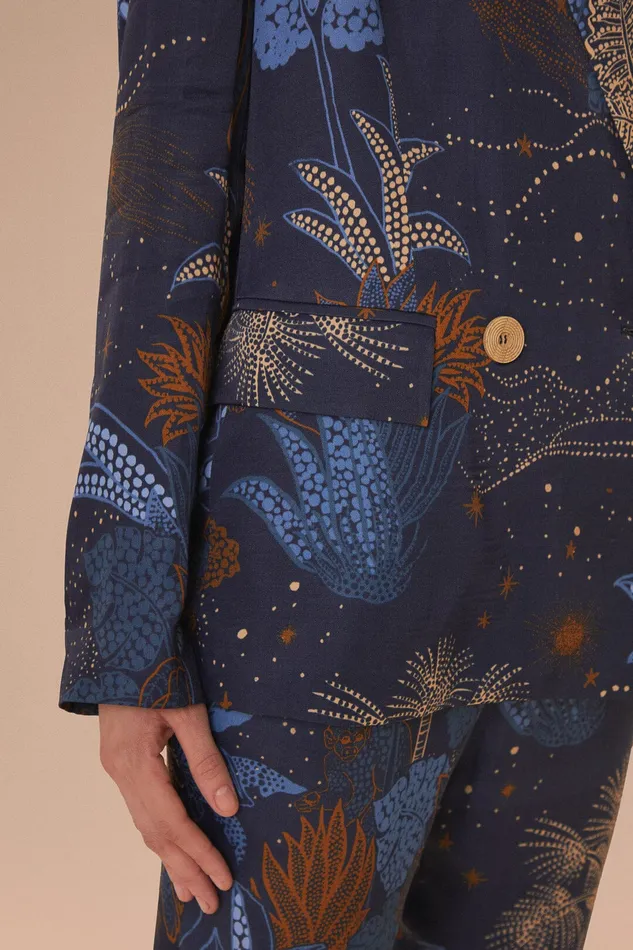 Navy Blue Night Jungle Blazer Women Farm Rio Blazers