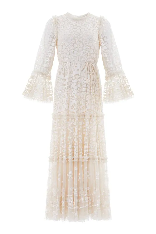 Needle and Thread Dresses Annie Sequin Tiered Ankle Gown Champagne 8211 Women