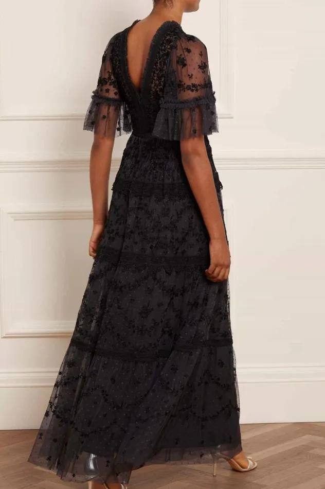 Needle and Thread Dresses Araminta Lace Gown Black 8211 Women