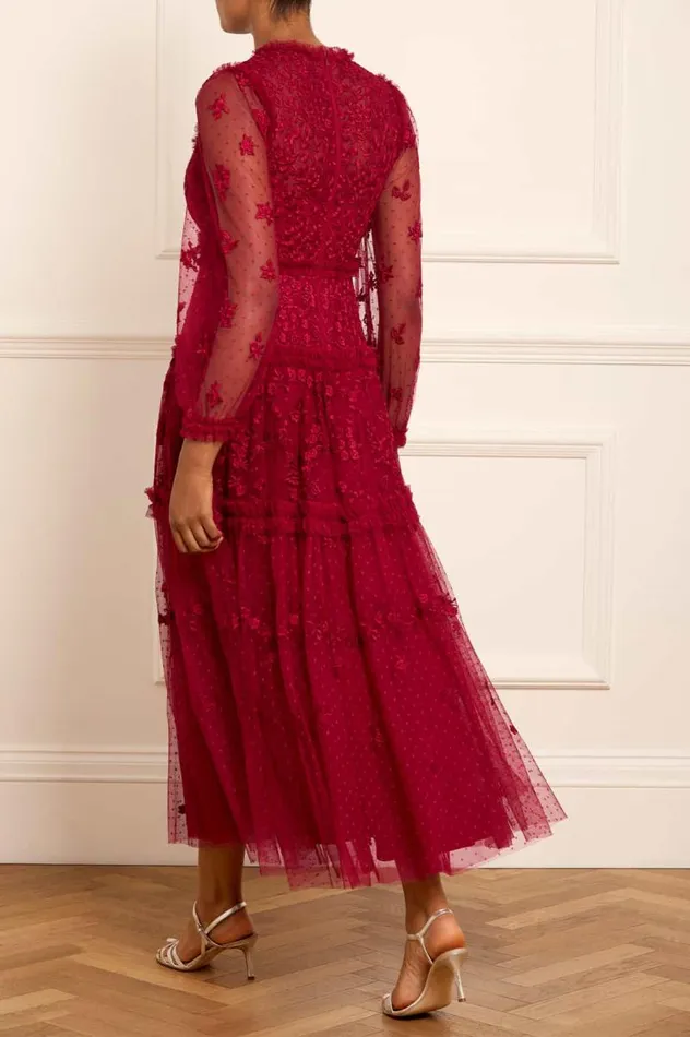 Needle and Thread Dresses Autumn Lace Long Sleeve Ankle Gown Red 8211 Women