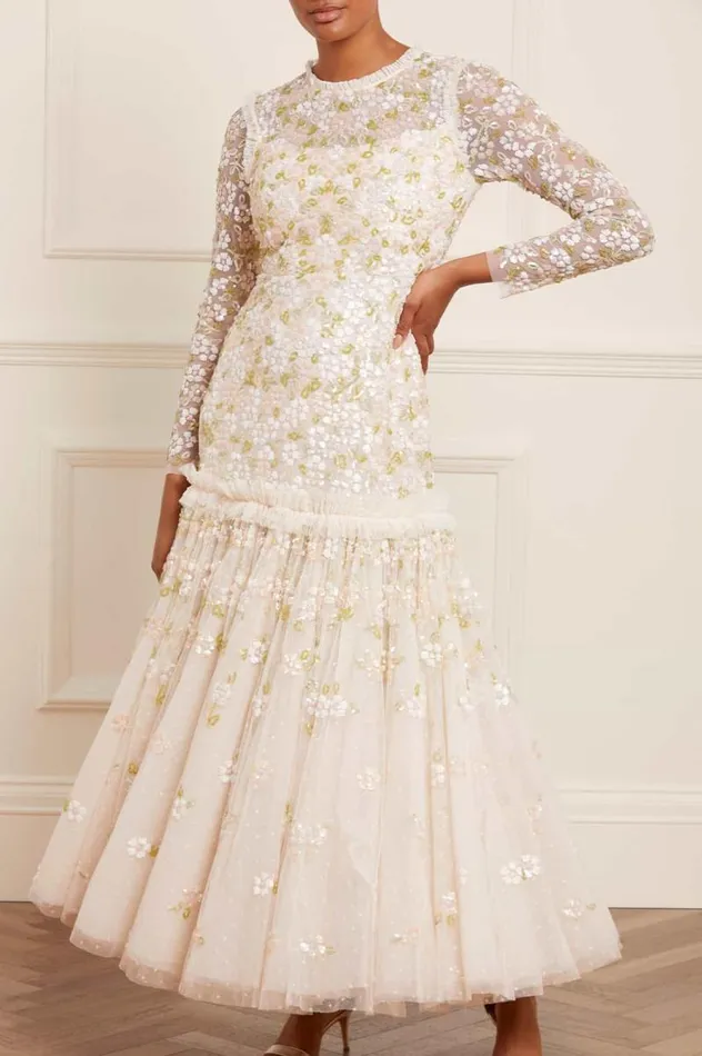 Needle and Thread Dresses Brianna Long Sleeve Gown Champagne 8211 Women