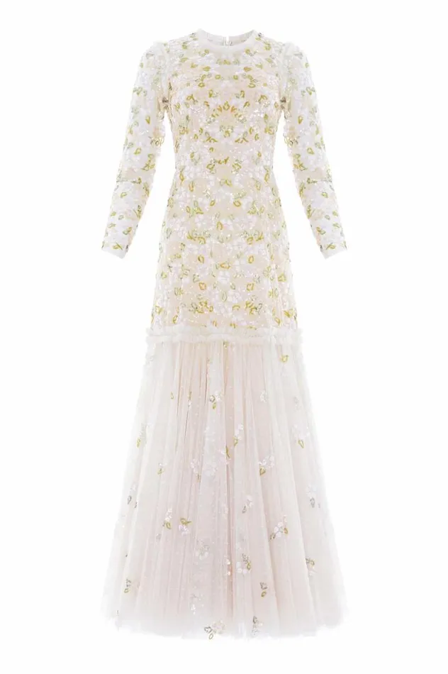 Needle and Thread Dresses Brianna Long Sleeve Gown Champagne 8211 Women