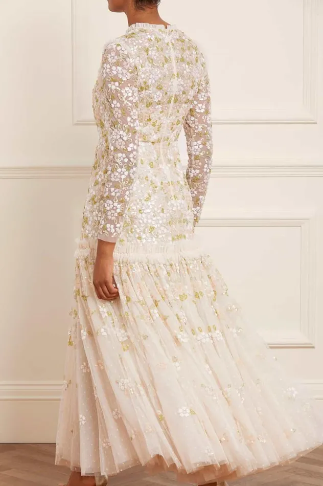 Needle and Thread Dresses Brianna Long Sleeve Gown Champagne 8211 Women
