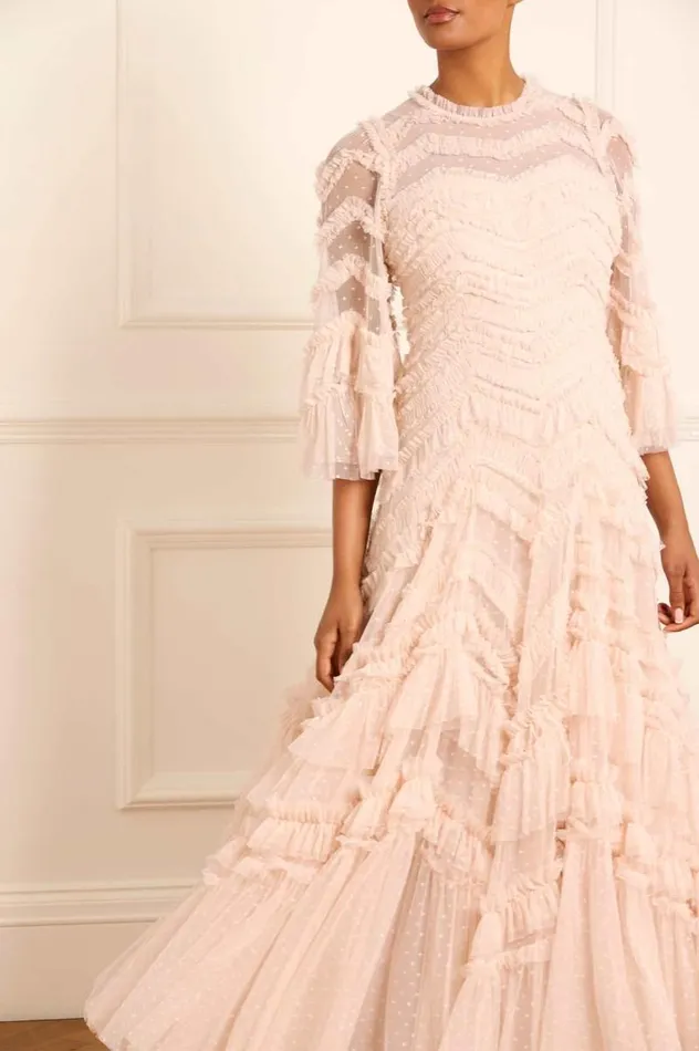Needle and Thread Dresses Elia Long Sleeve Gown Beige 8211 Women