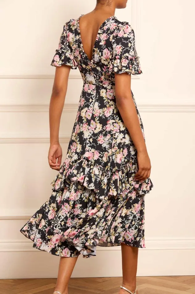 Needle and Thread Dresses Enchanted Garden Eva Crepe Ballerina Dress Black 8211 Women
