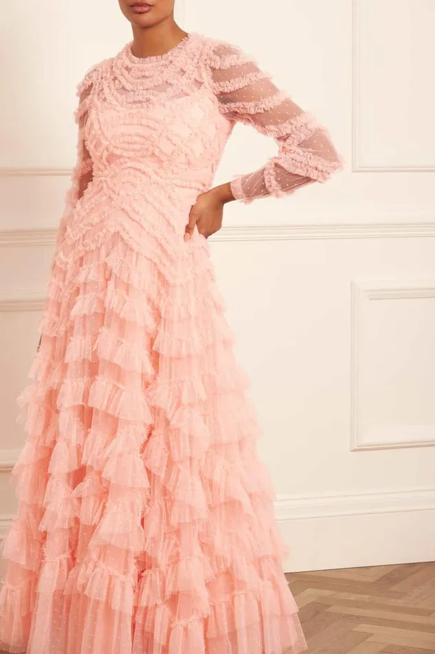 Needle and Thread Dresses Lana Round Neck Gown Coral 8211 Women