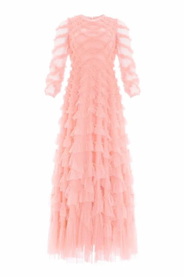Needle and Thread Dresses Lana Round Neck Gown Coral 8211 Women