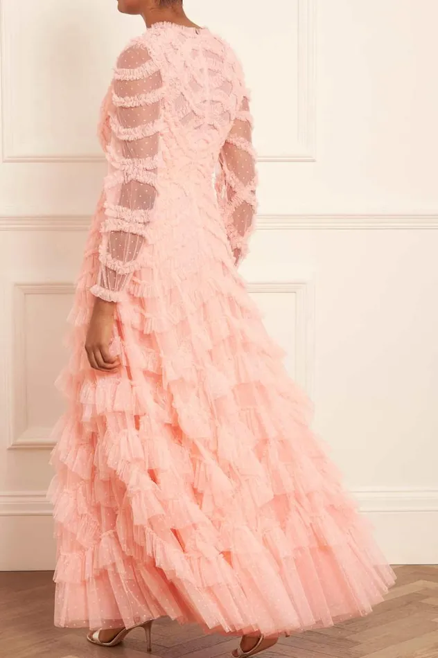 Needle and Thread Dresses Lana Round Neck Gown Coral 8211 Women