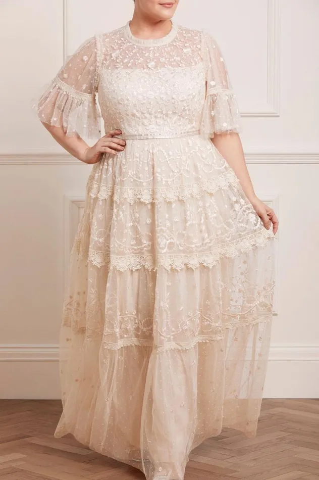 Needle and Thread Dresses Midsummer Lace Round Neck Gown Champagne 8211 Women