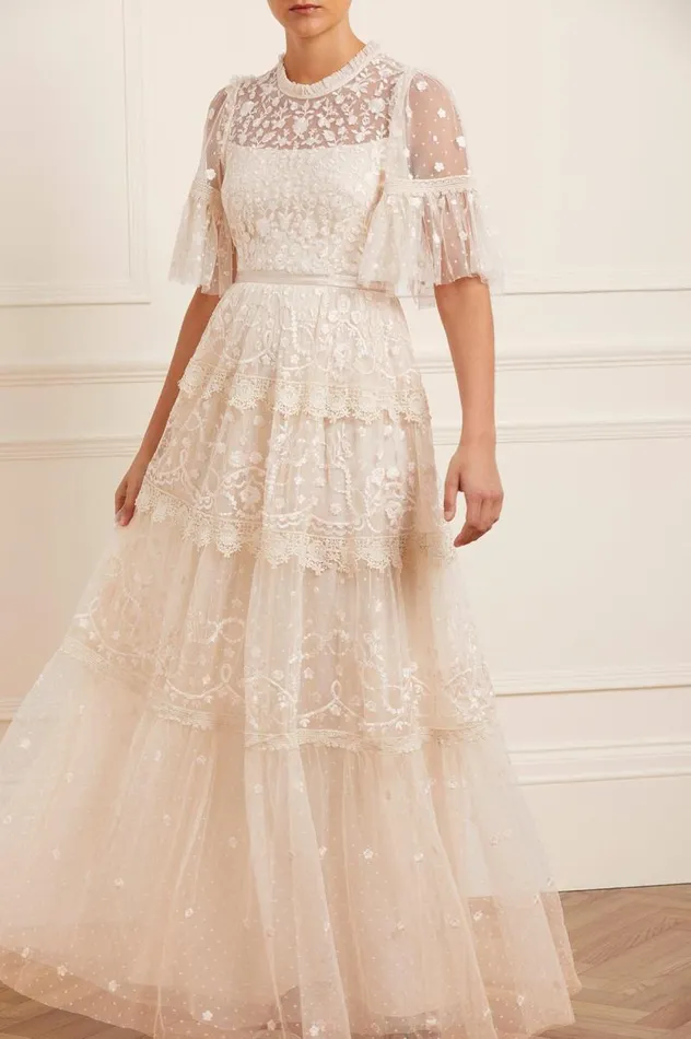 Needle and Thread Dresses Midsummer Lace Round Neck Gown Champagne 8211 Women