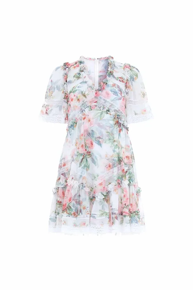 Needle and Thread Dresses Paradise Garden Sonata Georgette Micro Mini Dress Multi 8211 Women